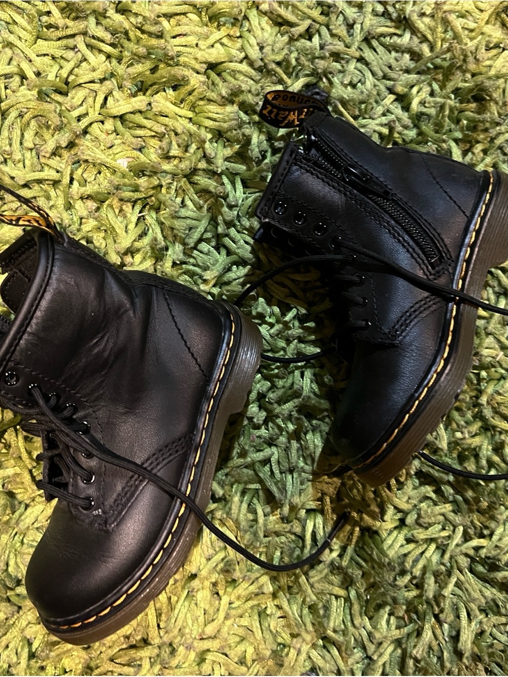 Dr. Martens Kids Black Leather Lace-Up Side-Zip Boots